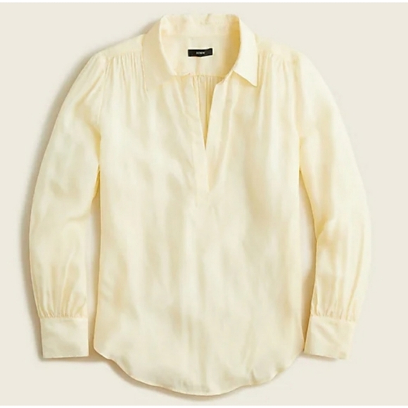 19. J.Crew Eco cupro-blend collared V-neck popover top - Picture 1 of 6